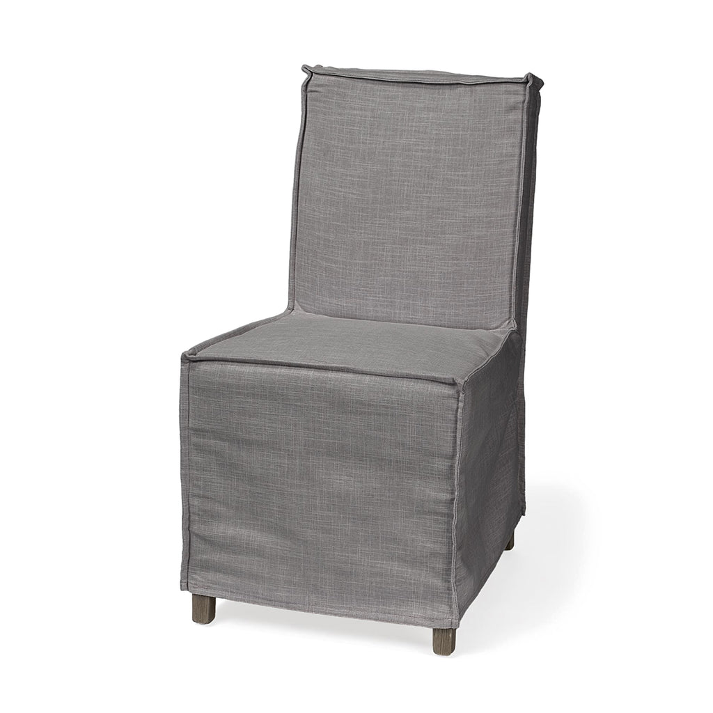 Grey Fabric Slip Cover With Brown Wooden Base Dining Chair - 99fab 