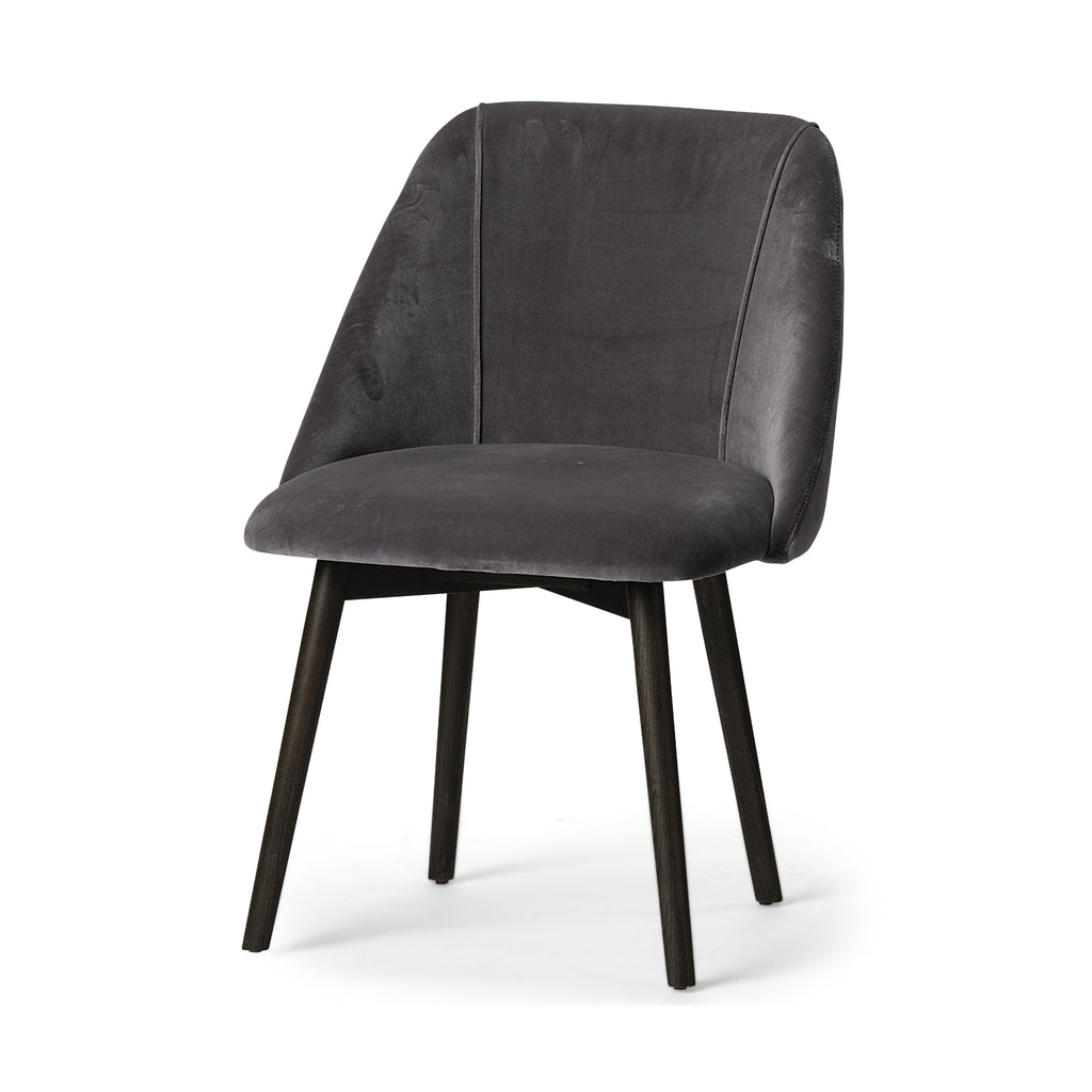 Grey Velvet Wrap With Black Wood Base Dining Chair - 99fab 