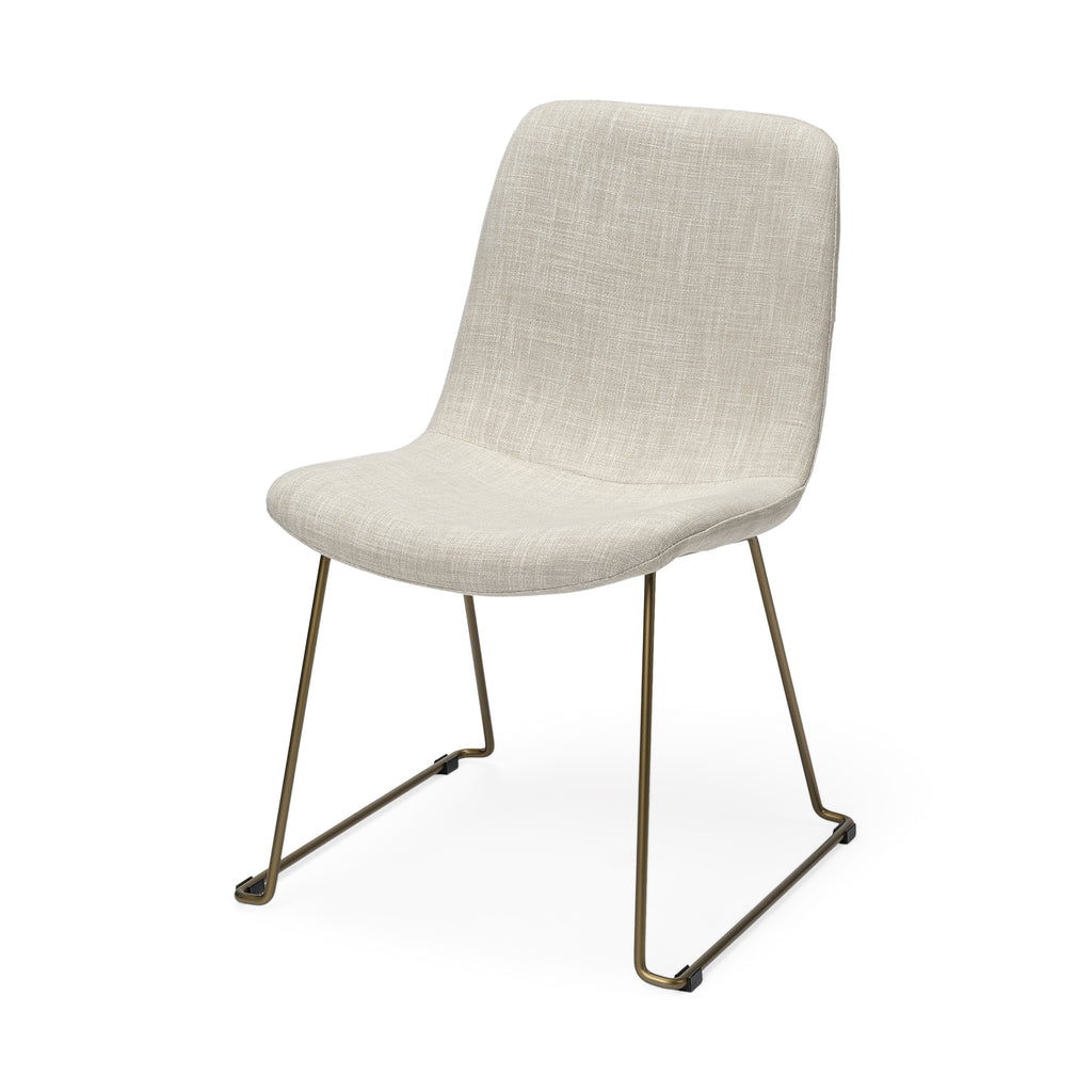 Cream Fabric Seat With Gold Metal Frame Dining Chair - 99fab 