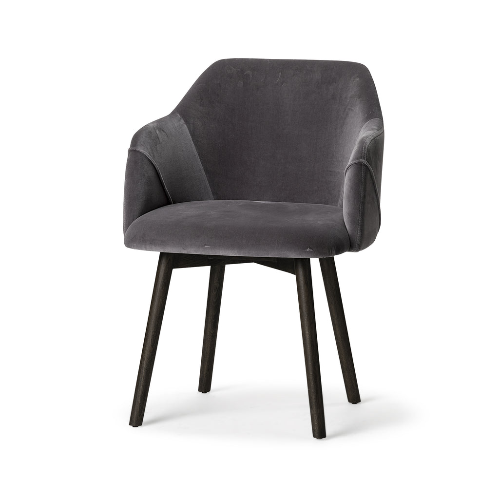 Grey Velvet Wrap With Black Wooden Base Dining Chair - 99fab 