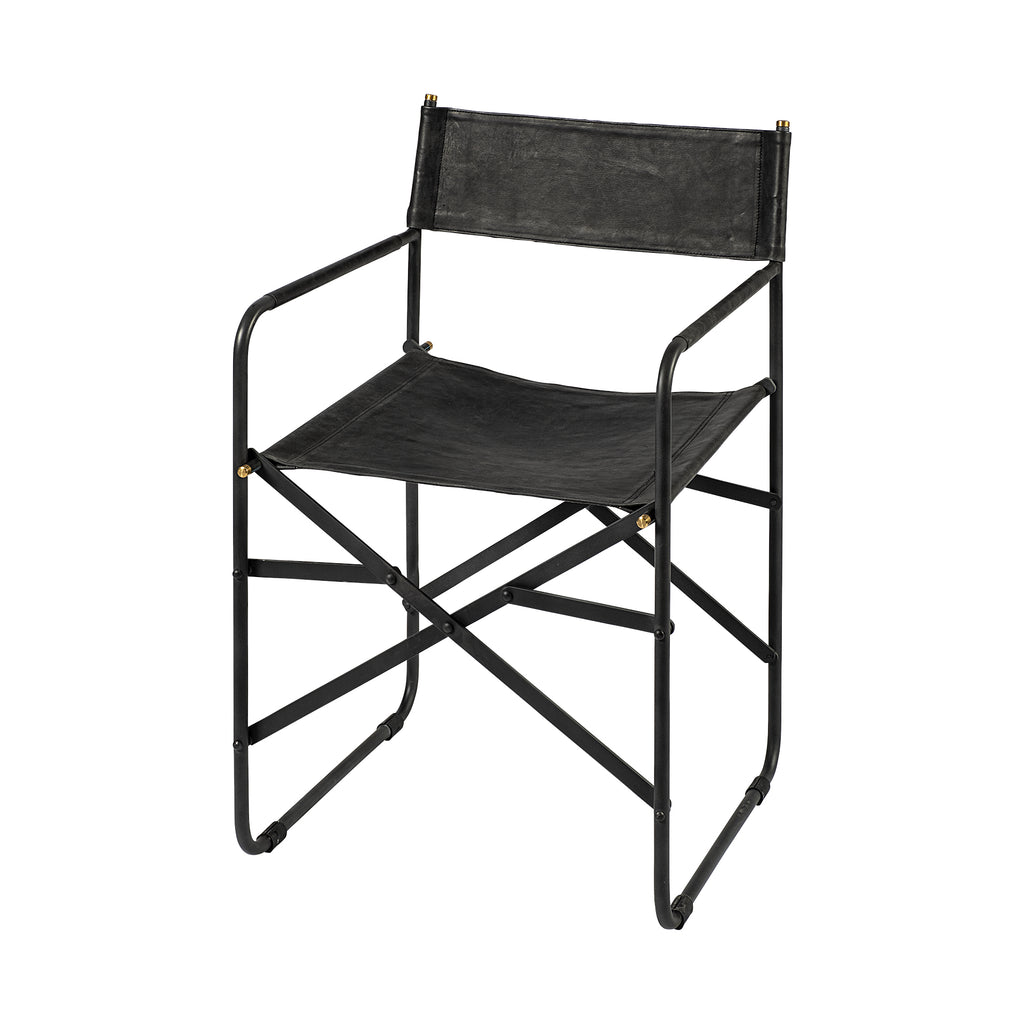 Black Leather With Black Iron Frame Dining Chair - 99fab 