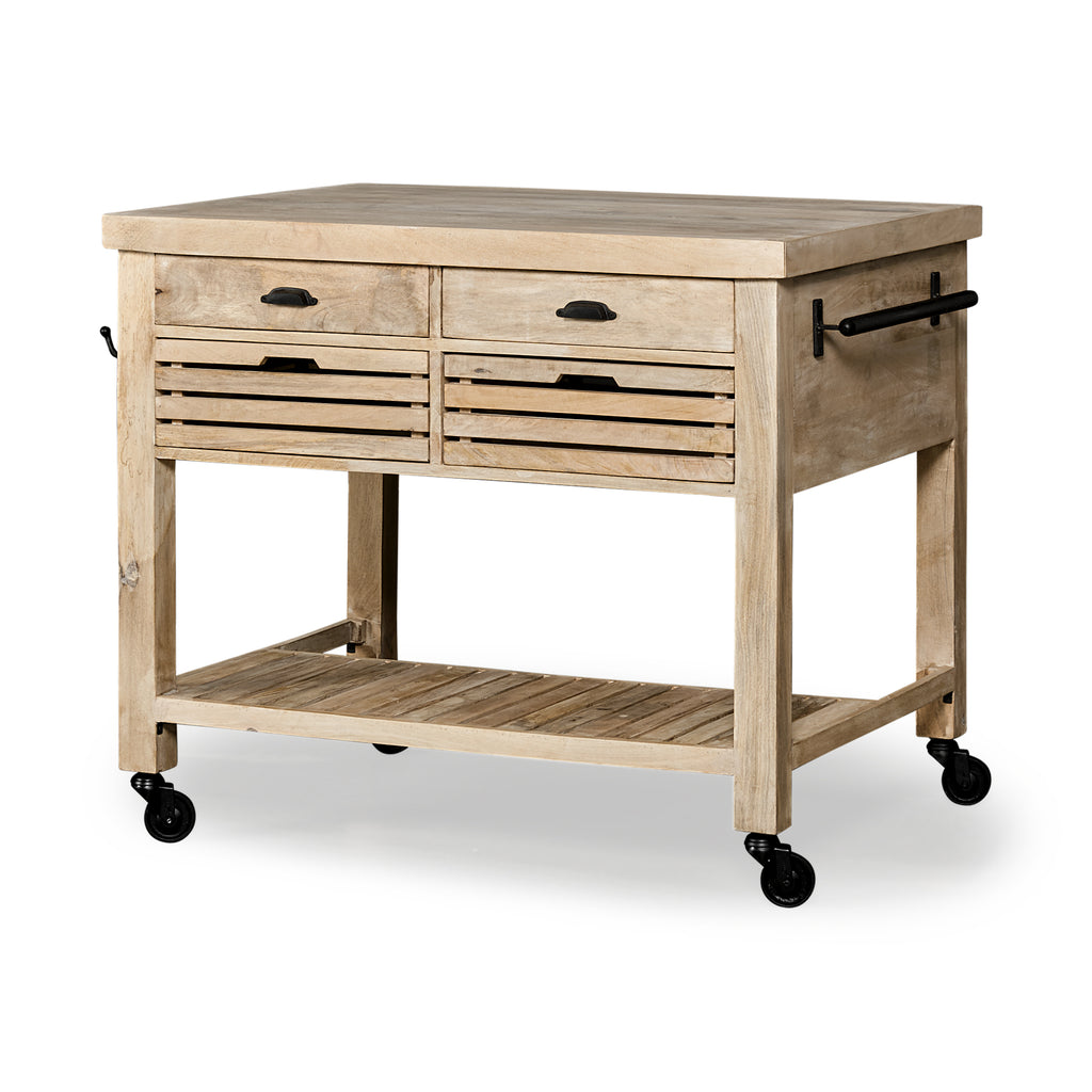 Modern Farmhouse Rolling Kitchen Island Or Bar Cart - 99fab 