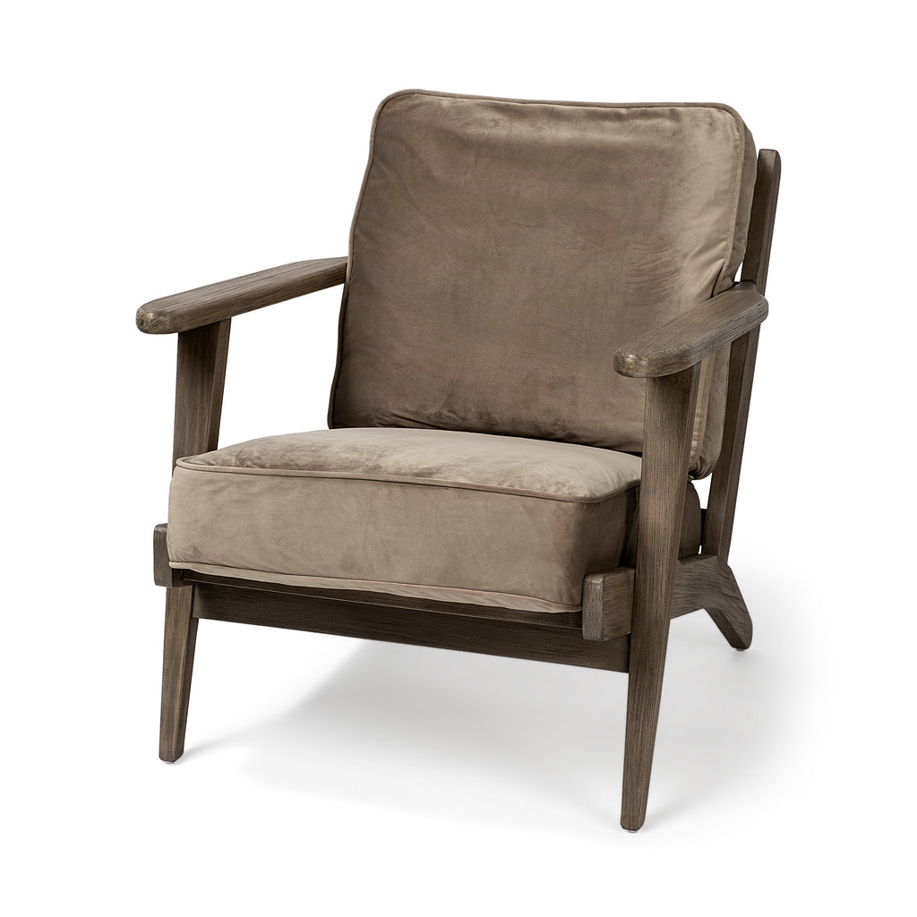 Olive Velvet Accent Chair With Covered Wooden Frame - 99fab 