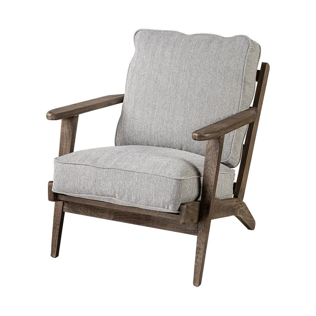 Frost Grey Fabric Wrapped Honey Wooden Frame Accent Chair - 99fab 