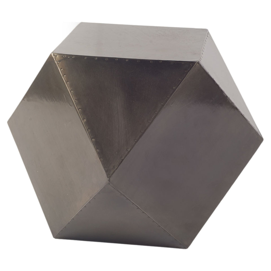 Black Iron Plated End Table With Nail Head Detail Hexagonal - 99fab 