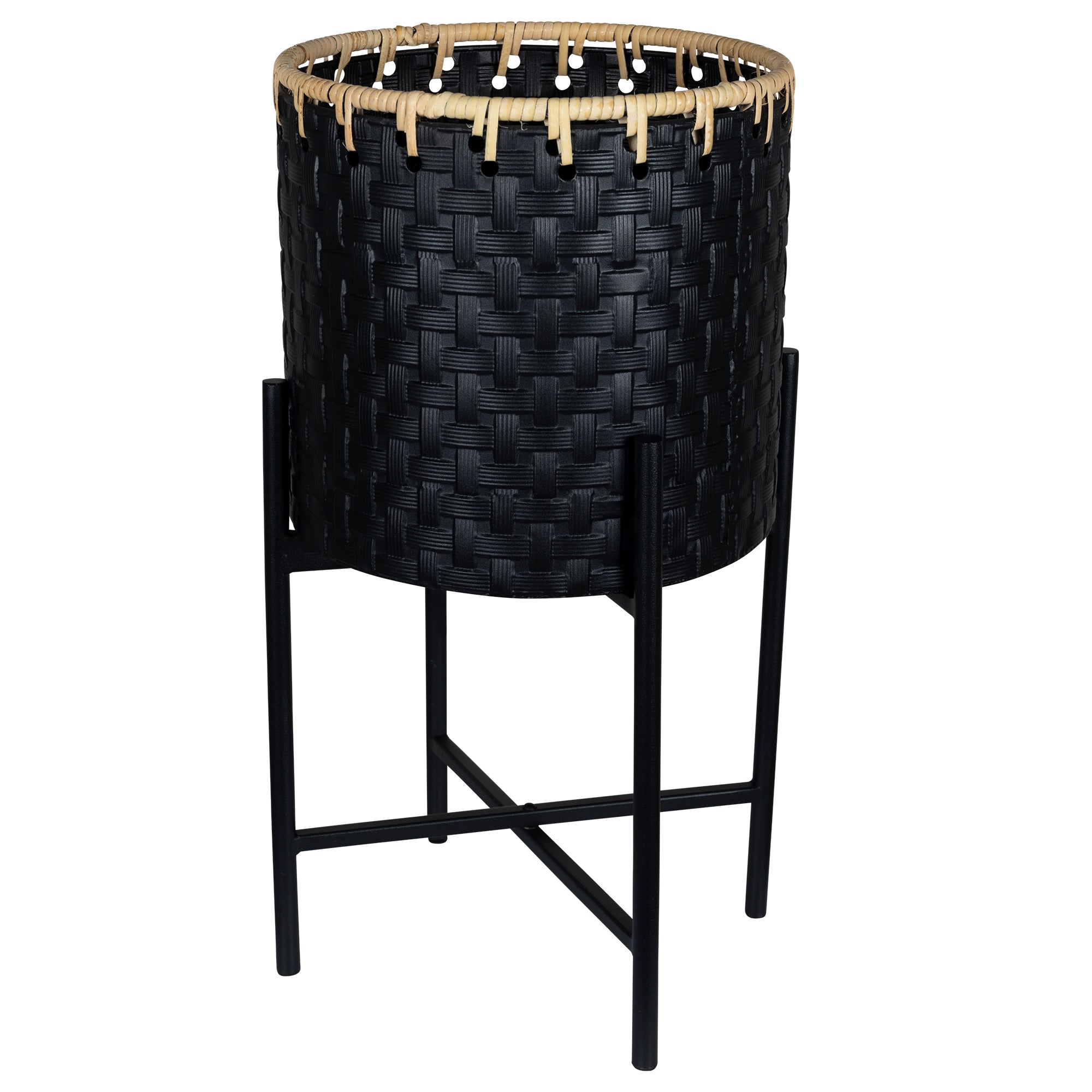 Black Rattan Modern Planter