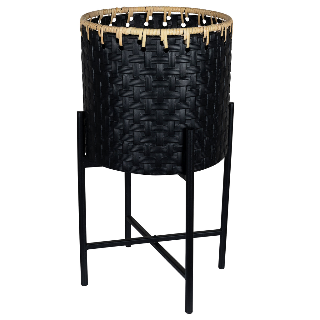 Black Rattan Modern Planter - 99fab 