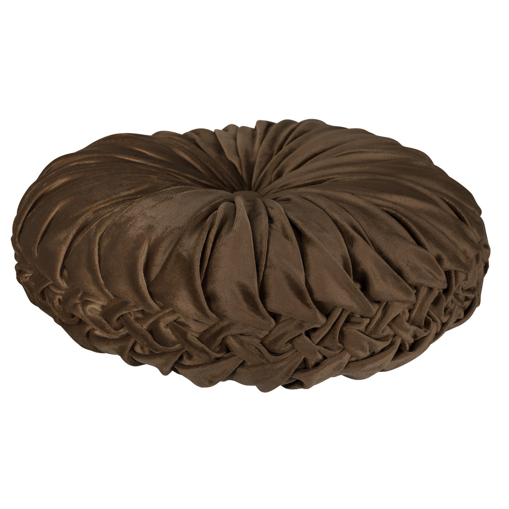 Brown Round Tufted Velvet Pillow - 99fab 