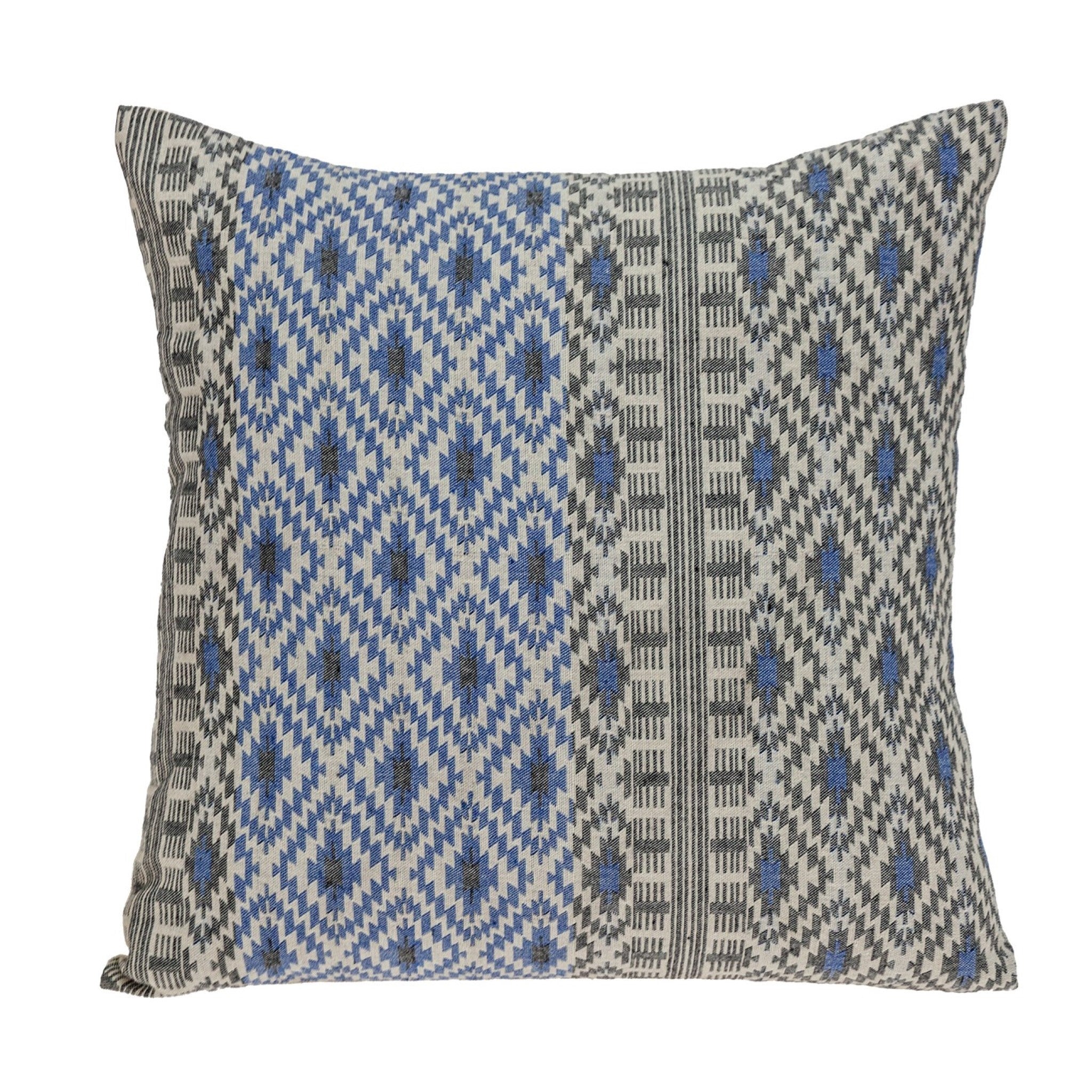 Gray And Blue Aztec Diamond Throw Pillow