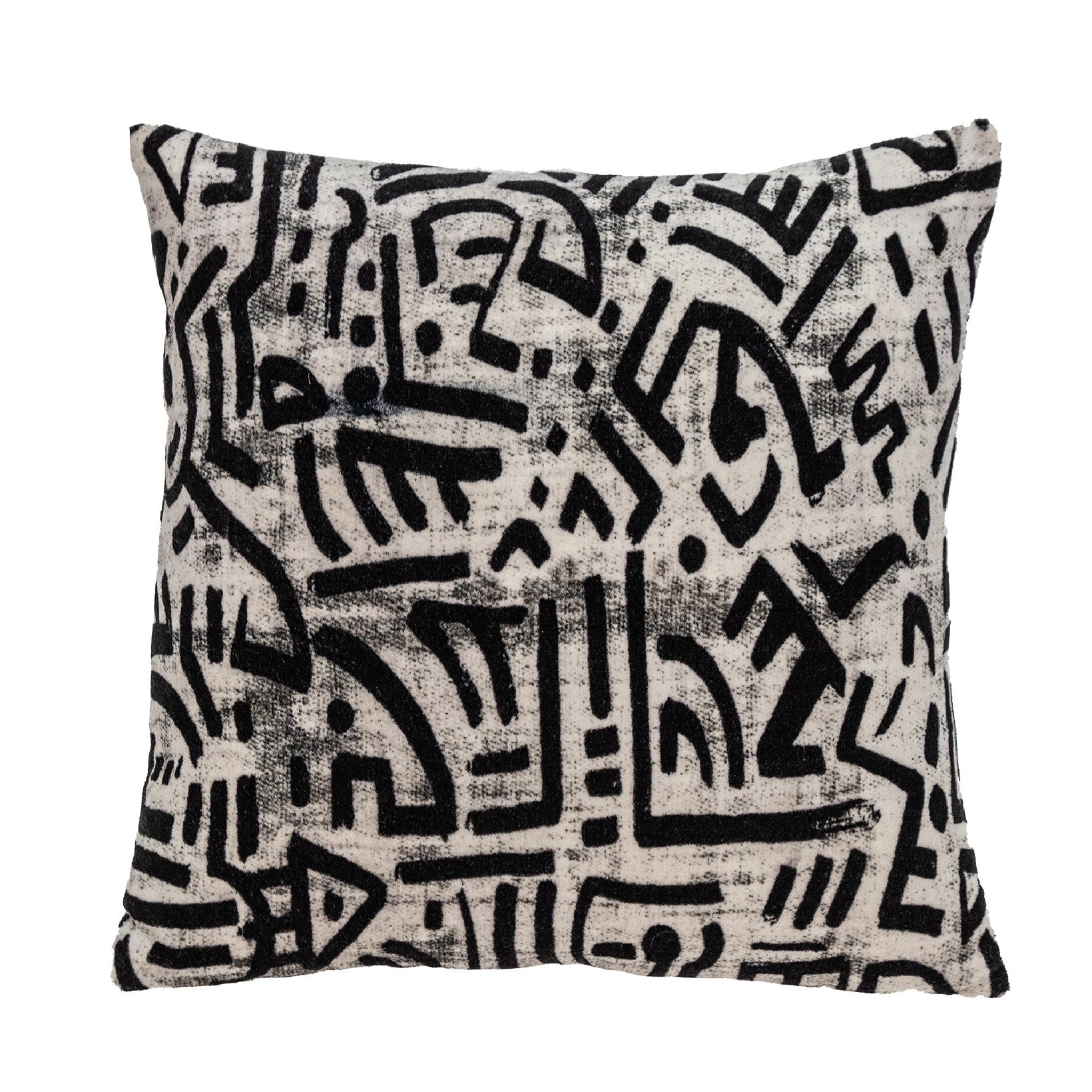 Black And White Abstract Velvet Throw Pillow