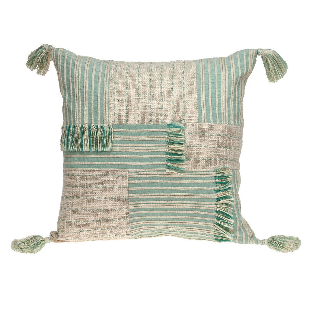 Cream And Mint Woven Throw Pillow - 99fab 