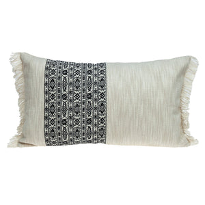 Black And White Geometric Fringe Throw Pillow