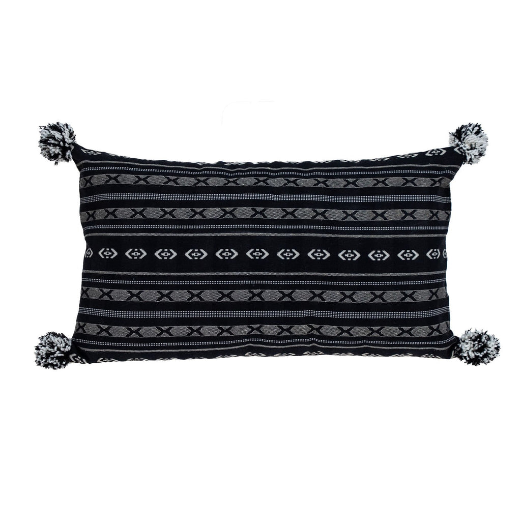 Black And Gray X Pom Throw Pillow - 99fab 