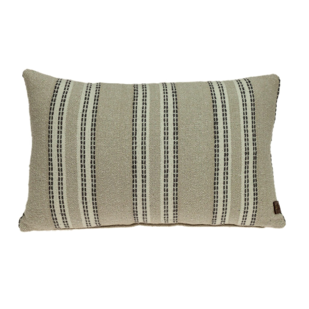 Oatmeal Stripe Weave Lumbar Throw Pillow - 99fab 