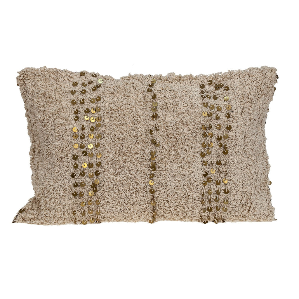 Boho Woven Shaggy Sequin Lumbar Pillow - 99fab 