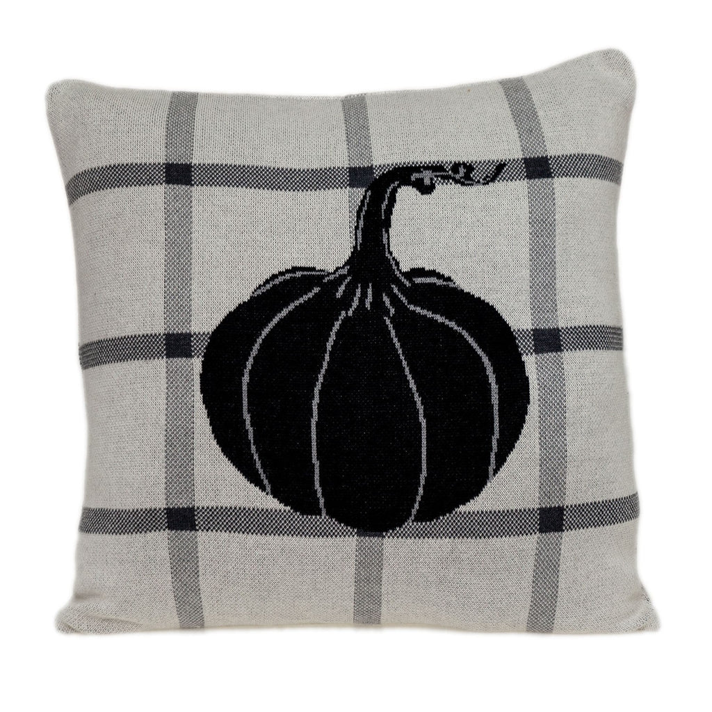 Grey Plaid Pumpkin Throw Pillow - 99fab 