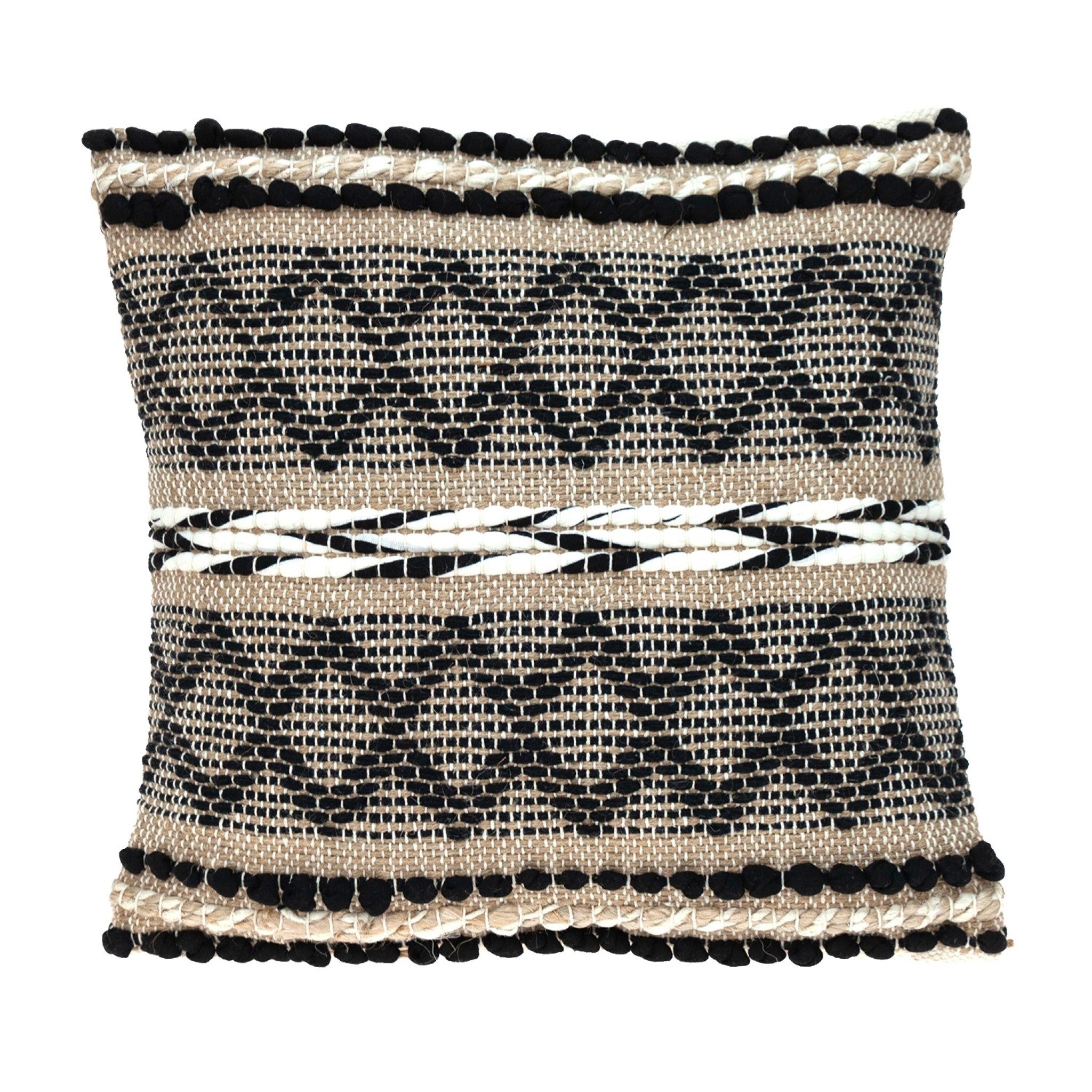 Black And Sand Woven Decorative Pillow