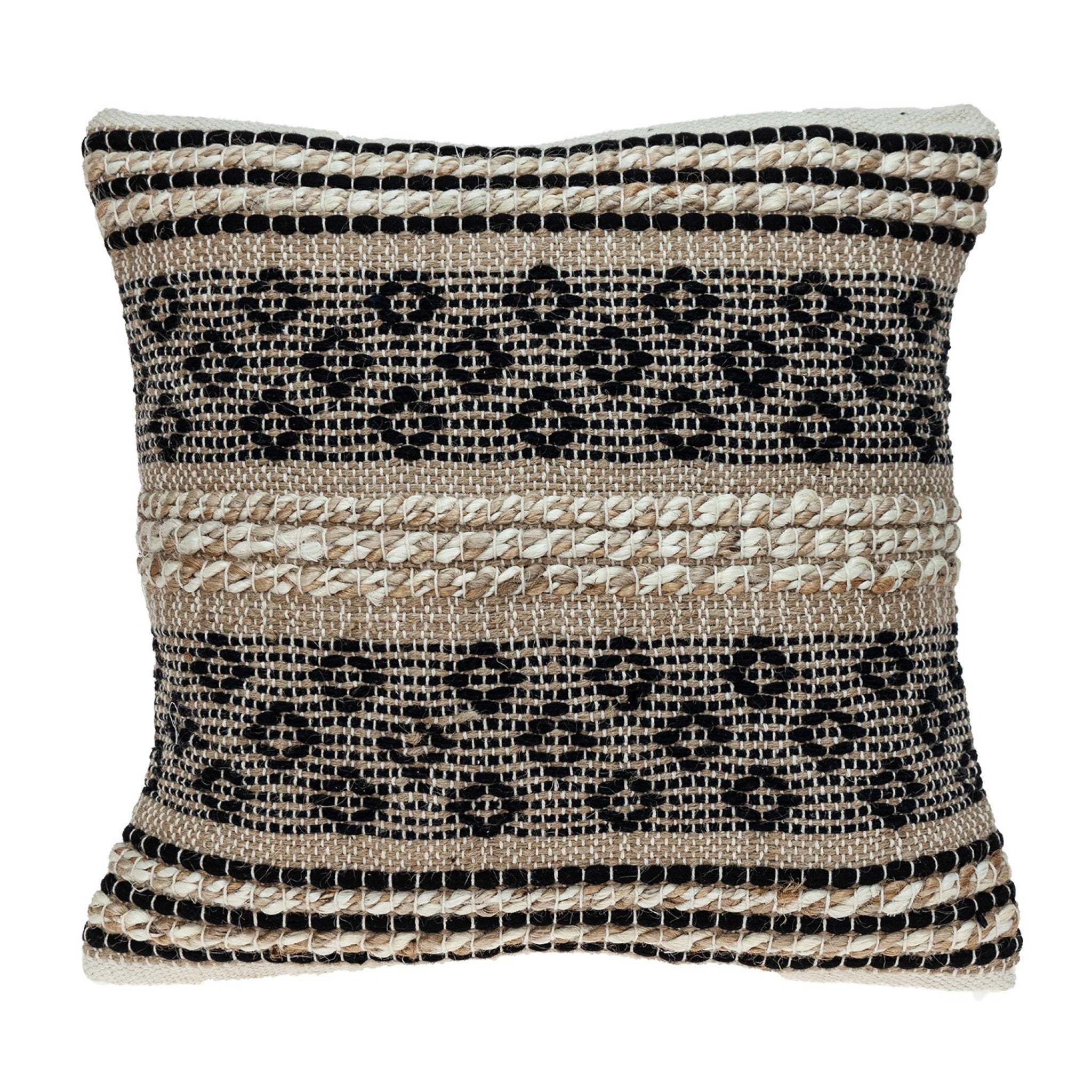 18 X 18 Brown And Black Geometric Cotton Blend Throw Pillow