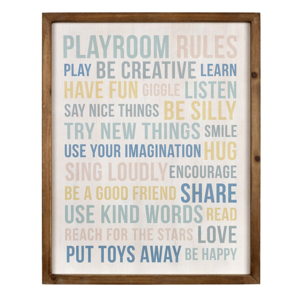 Playroom Rules Wooden Wall Art - 99fab 