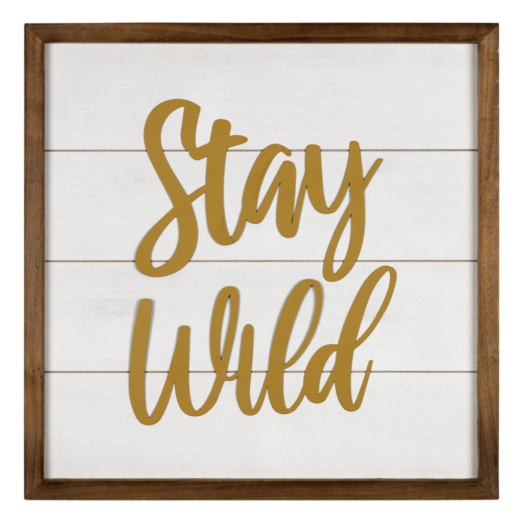 White And Gold Stay Wild Wall Art - 99fab 