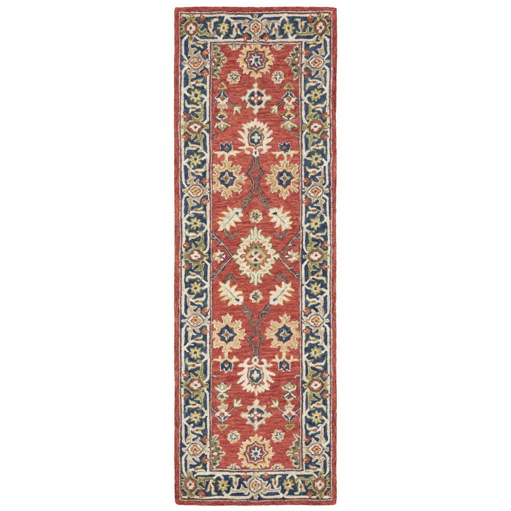 3'X8' Red And Blue Bohemian Area  Rug - 99fab 