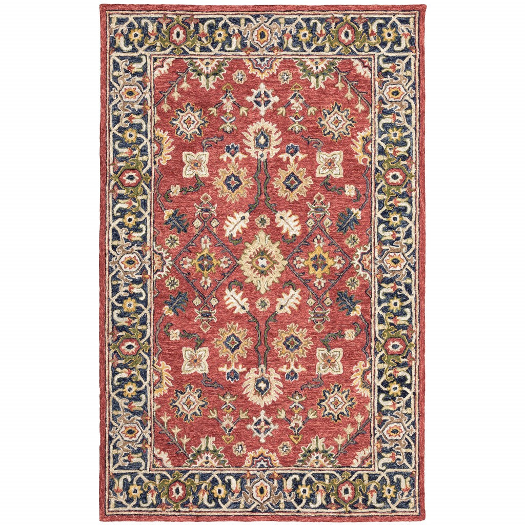 4'X6' Red And Blue Bohemian Area Rug - 99fab 