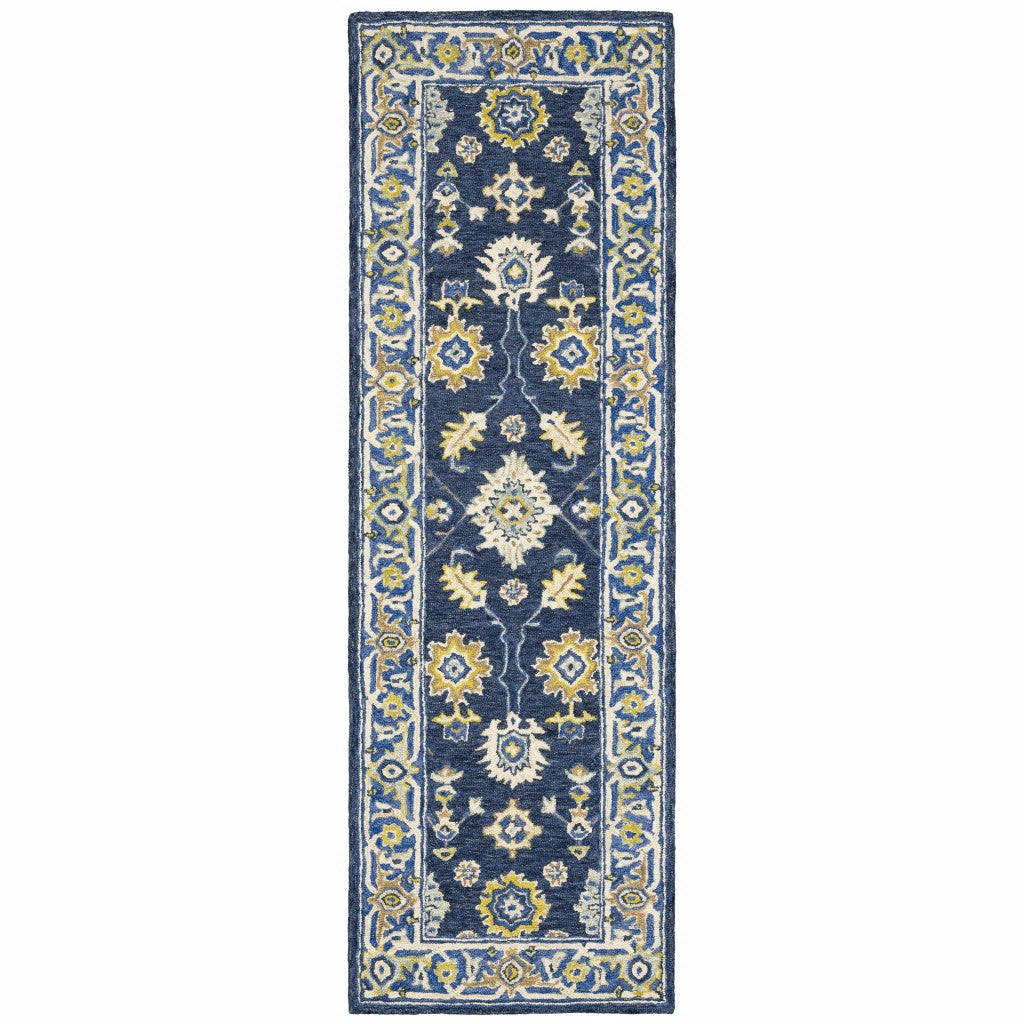 3'X8' Navy And Blue Bohemian Area  Rug - 99fab 