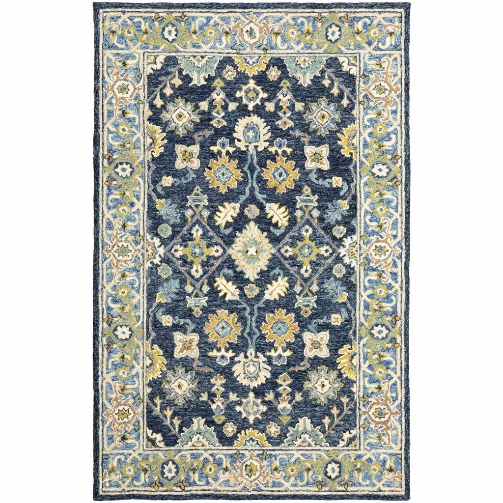 4'X6' Navy And Blue Bohemian Area Rug - 99fab 