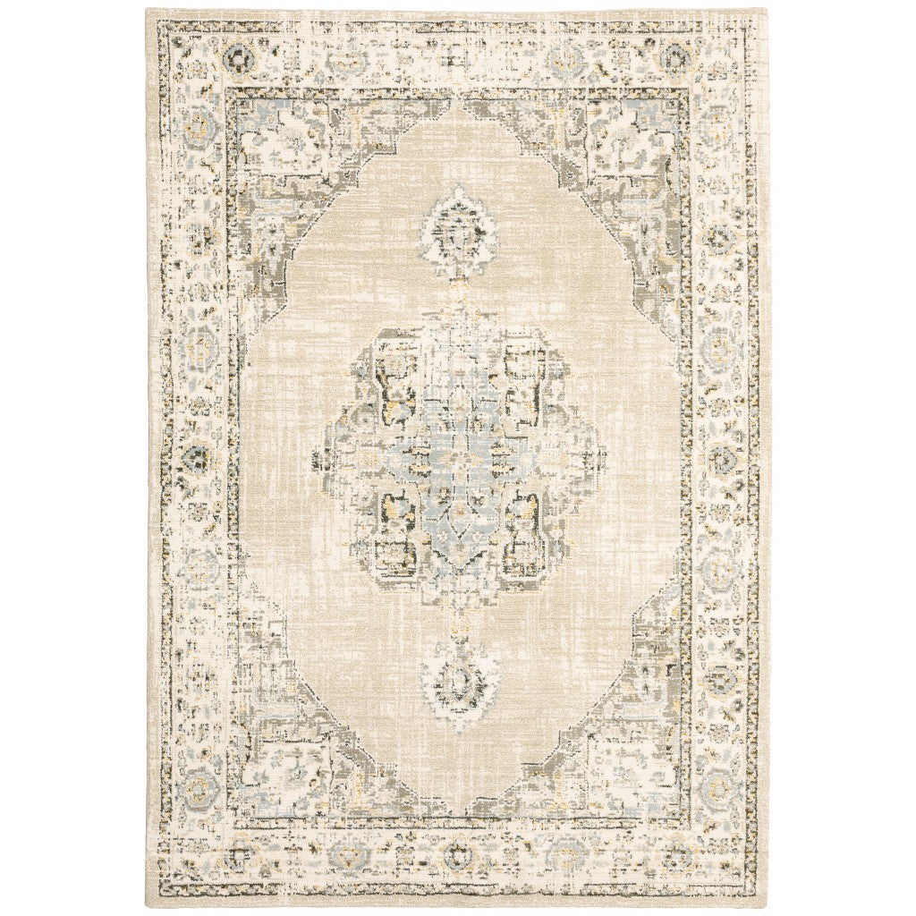 2'X3' Beige And Ivory Center Jewel Area Rug - 99fab 