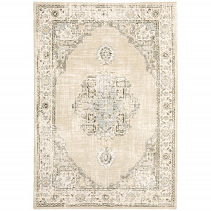 2'X3' Beige And Ivory Center Jewel Area Rug