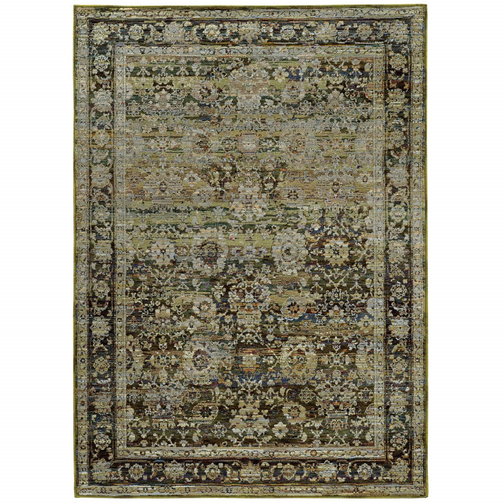 2'X3' Green And Brown Floral Area Rug