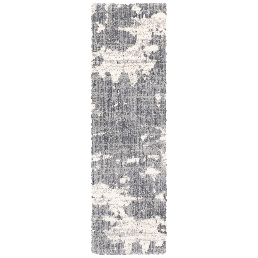 2'X8' Grey And Ivory Grey Matter  Runner Rug - 99fab 