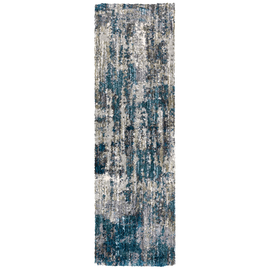 2'X8' Grey And Blue Grey Skies Runner Rug - 99fab 