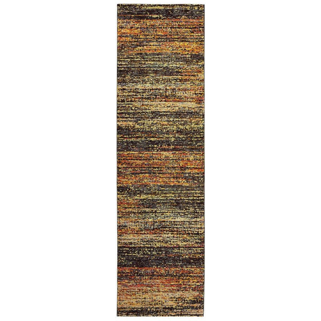 2'X8' Gold And Slate Abstract Runner Rug - 99fab 