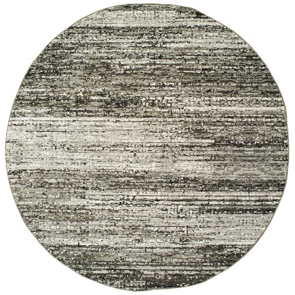 7' Round Ash And Slate Abstract Area Rug - 99fab 