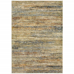 5'X8' Gold And Green Abstract Area Rug