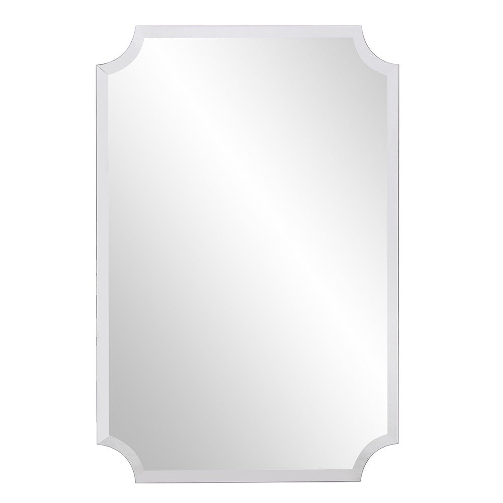 Minimalist  Rectangle Mirror With Beveled Edge And Scalloped Corners