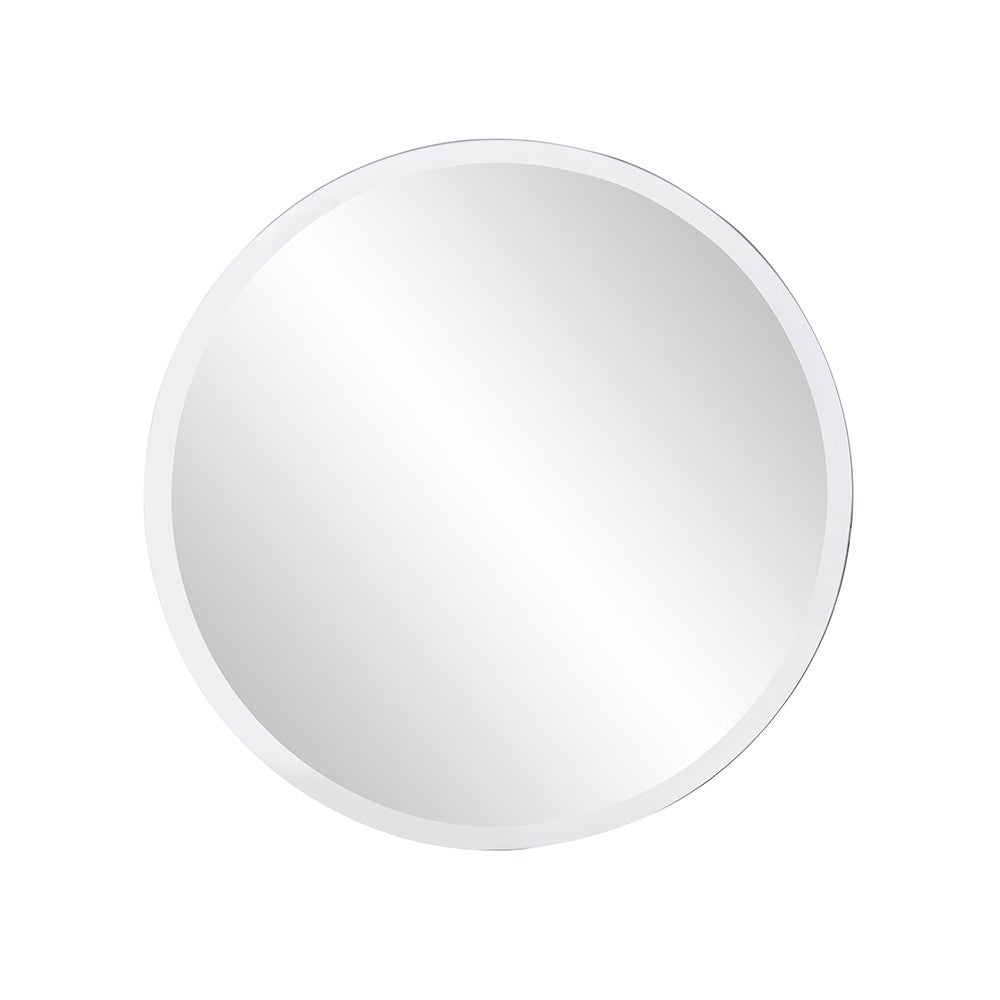 12" X 12" Minimalist Round Mirror With Beveled Edge