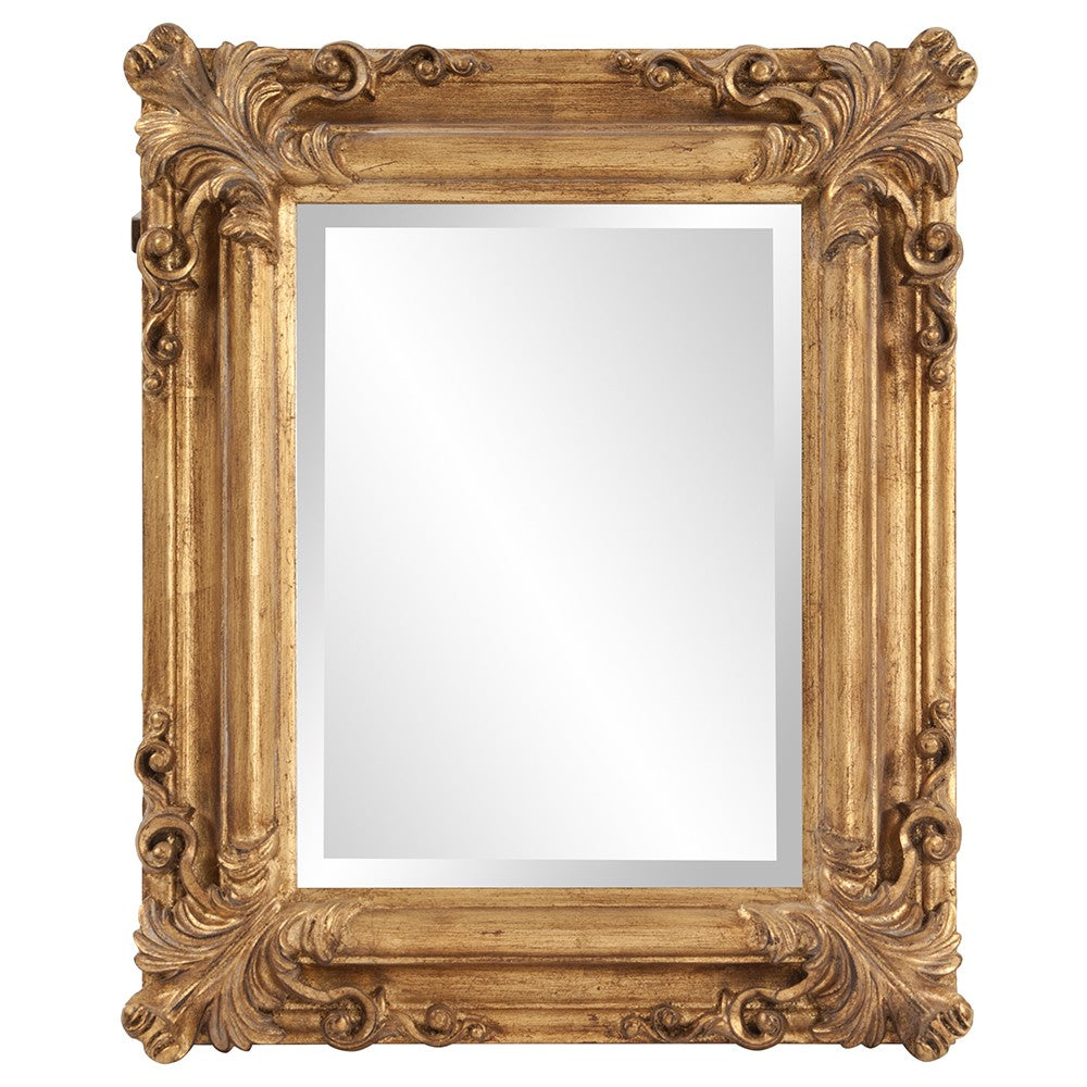 Rectangular Gold Leaf Mirror With Scrolling Flourish - 99fab 