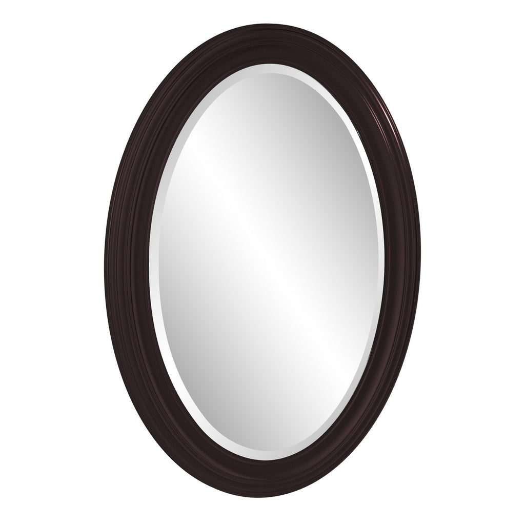 Oval Oil Rubbed Bronze Mirror With Wooden Grooves Frame - 99fab 