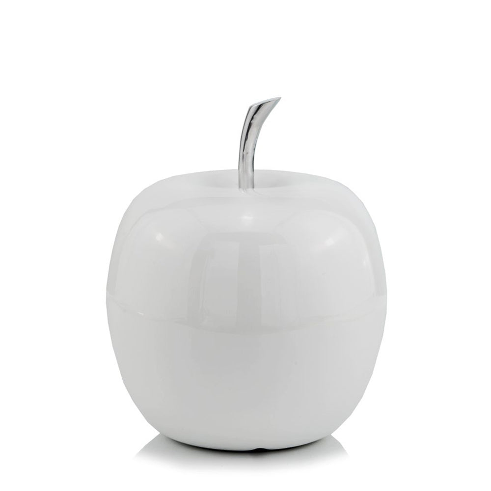 White Medium  Apple Shaped Aluminum Accent Home Decor - 99fab 