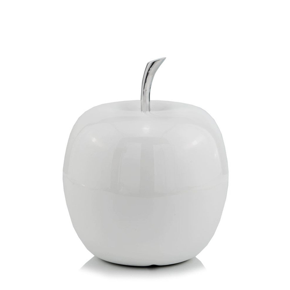 White Medium  Apple Shaped Aluminum Accent Home Decor