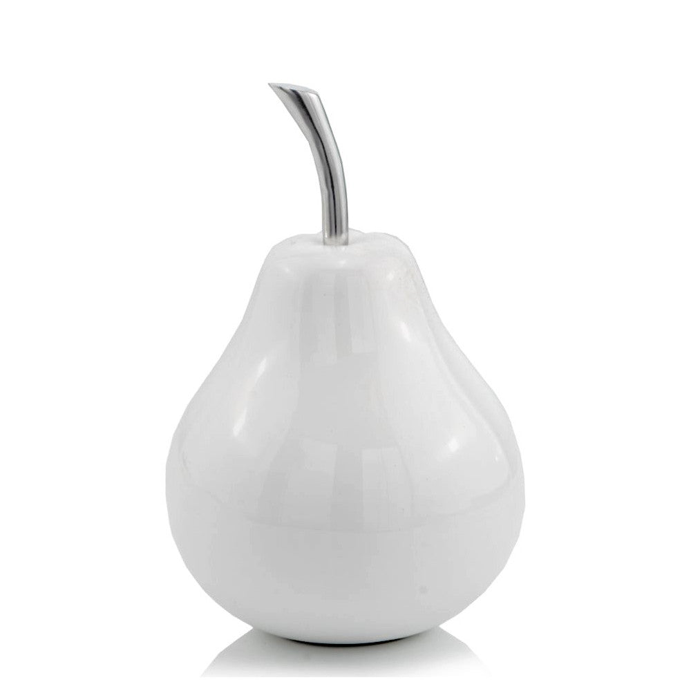 White Medium  Pear Shaped Aluminum Accent Home Decor