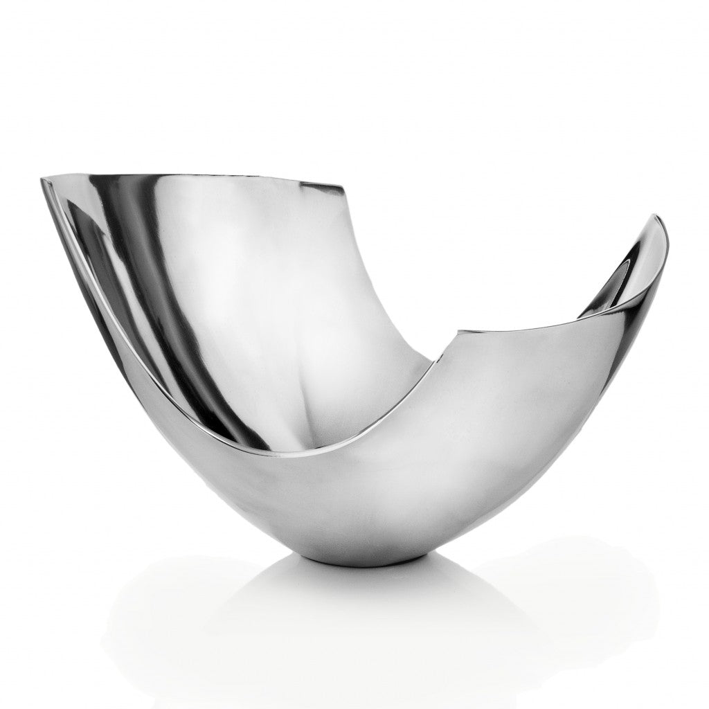 Silver Aluminum Abstract   Tray Dish Centerpiece Bowl - 99fab 