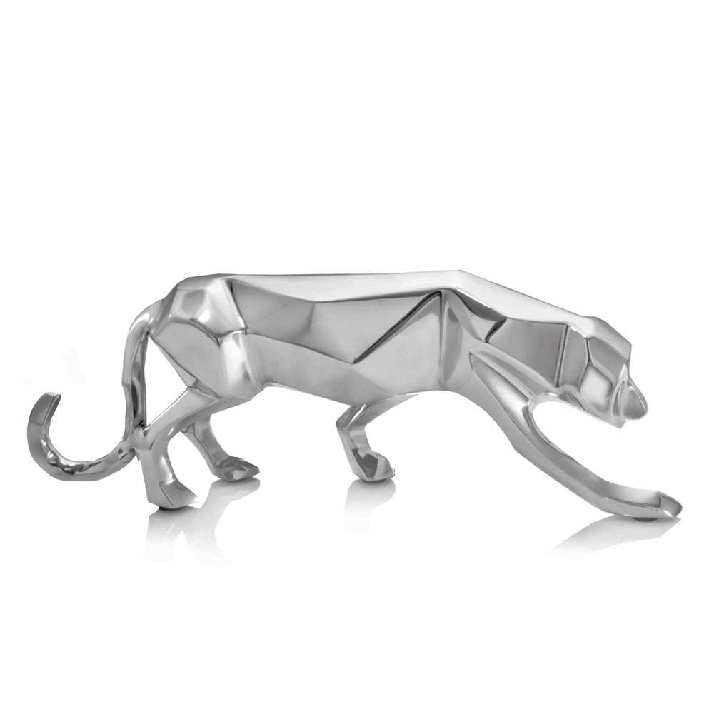 Silver Aluminum Geometric Panther Sculpture - 99fab 