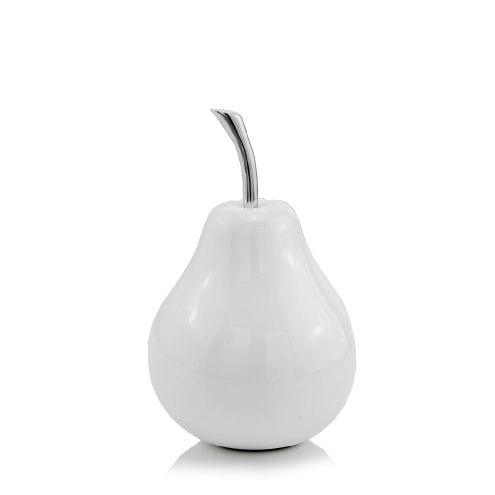 White Coated Mini Pear Shaped Aluminum Accent Home Decor - 99fab 