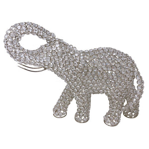 Silver And Faux Crystal Elephant Sculpture