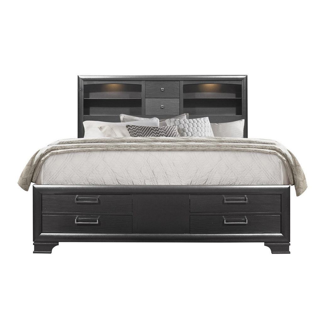 Solid Wood Full Gray Eight Drawers Bed - 99fab 