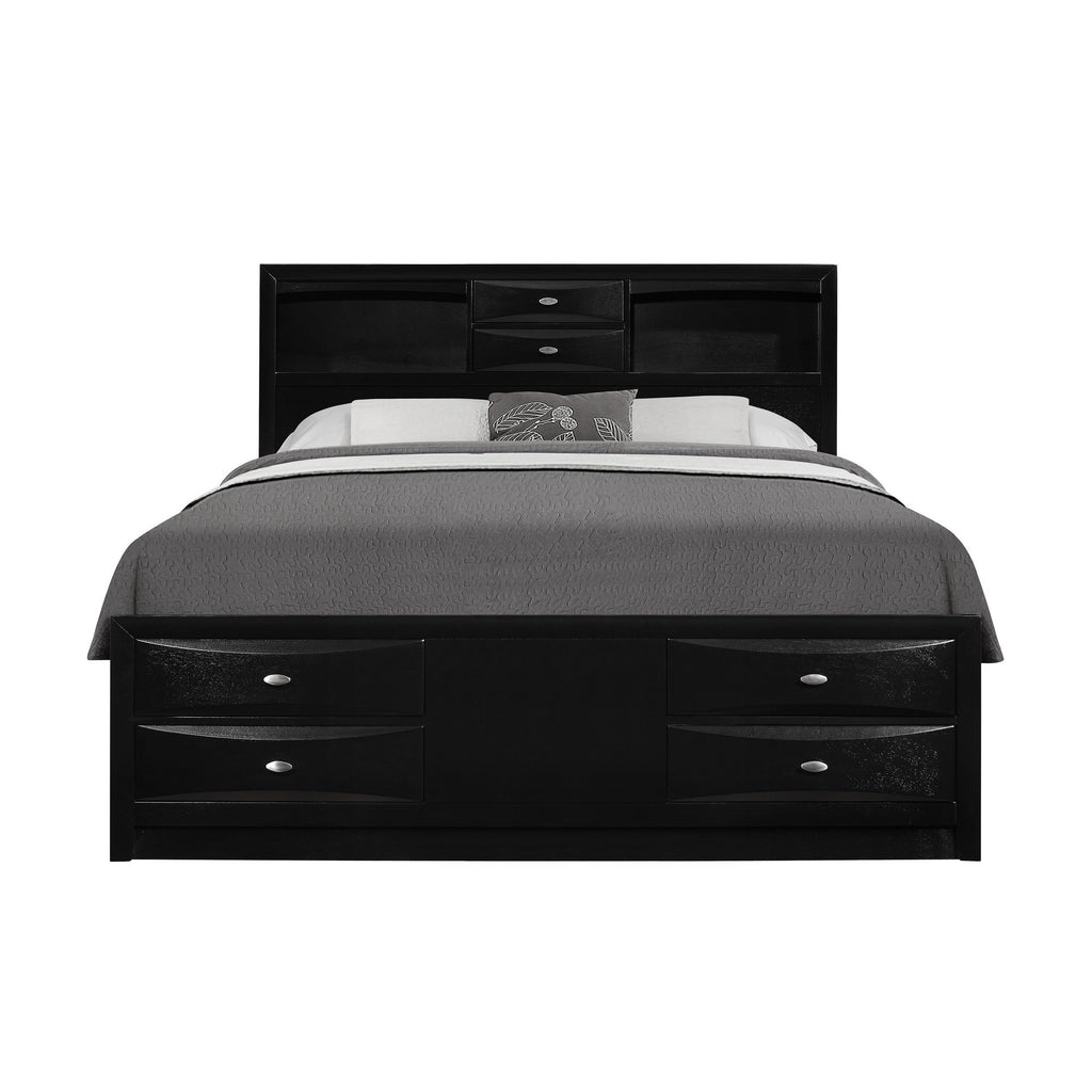 Solid Wood Queen Black Eight Drawers Bed - 99fab 