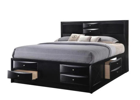 Solid Wood King Black Eight Drawers Bed - 99fab 